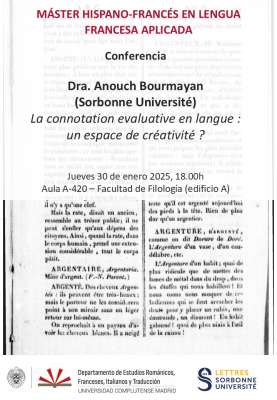 Conférence de Anouch Bourmayan (Sorbonne Université) jeudi 30 janvier 2025 18h00, A-420